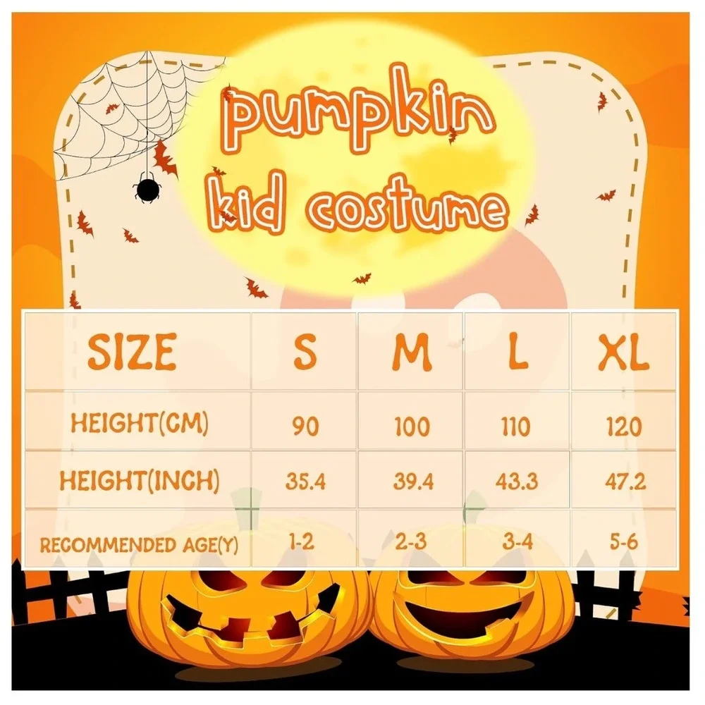 Pumpkin Costume Kids Orange 3pc Set Toddler Size L NWT Halloween